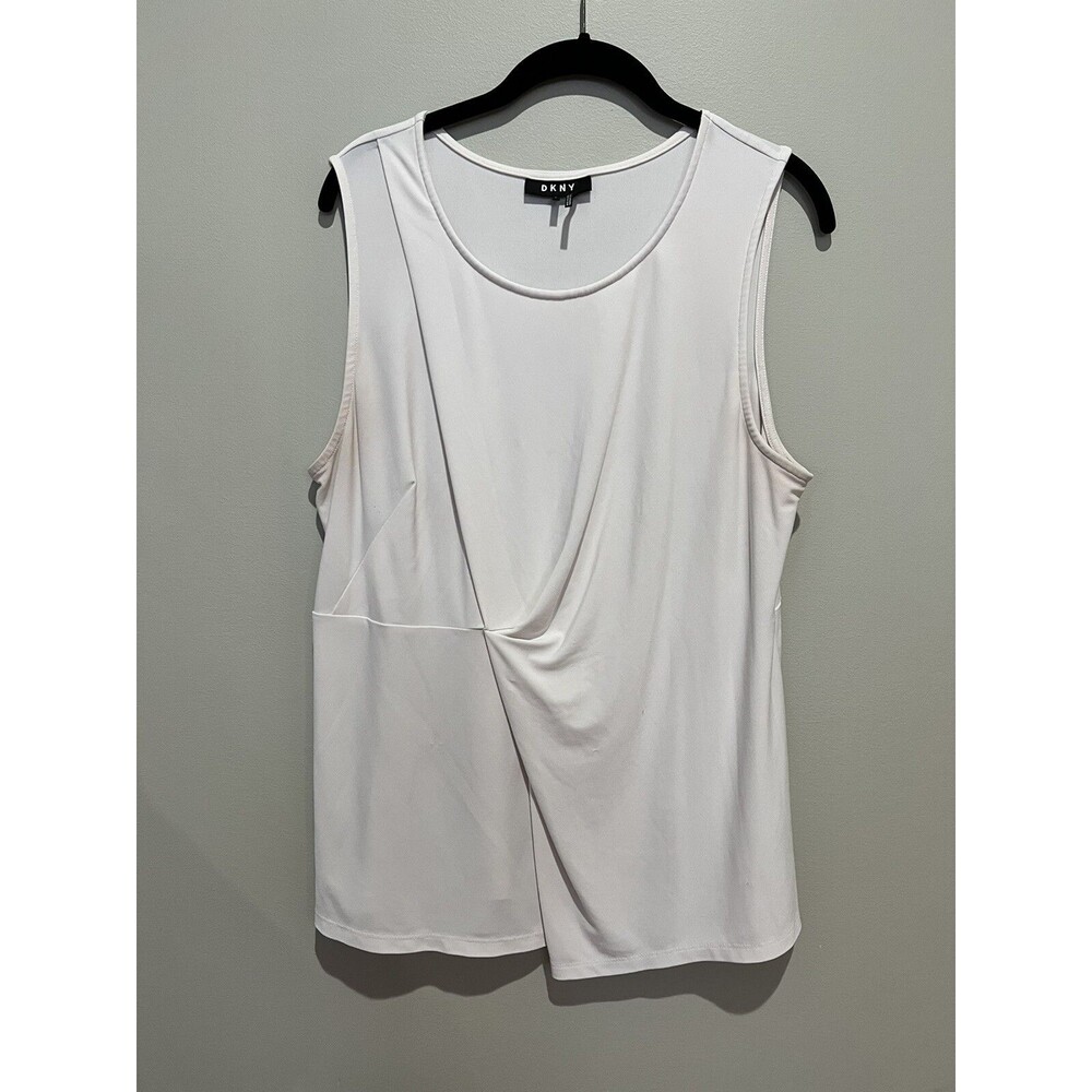 DNKY White Asymetrical Gathering at Waist - Off White - Large
